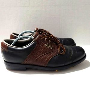 Men's Footjoy Dryjoys Dry-Z 53437 Black Brown Leather Golf Shoes Size 9.5M